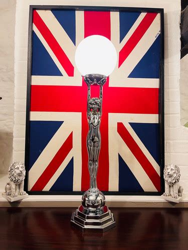 Large Art Deco Nude Lady Figure Chromium Plated Lamp Gb Revivals