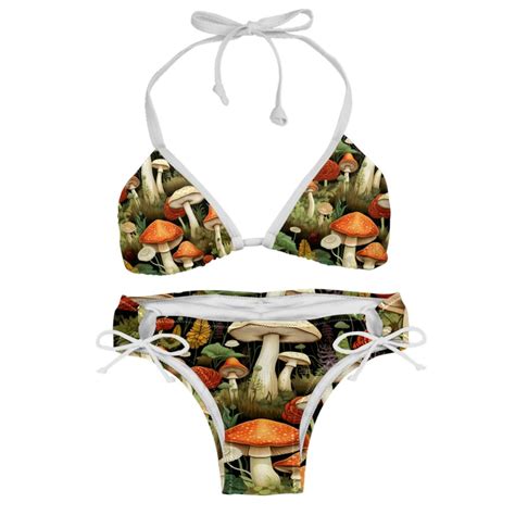 Mushroom Detachable Sponge Adjustable Strap Bikini Set Two Pack For Versatile Swim Suit Looks