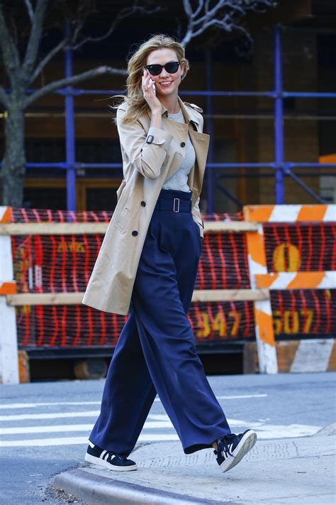 In The Trenches Karlie Kloss S Wide Leg Pants And Trench Coat Look For Less The Budget Babe
