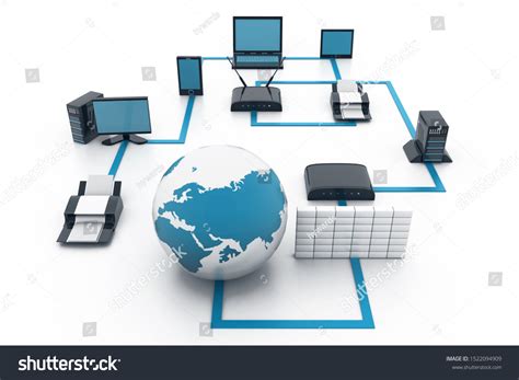 Computer Network Internet Concept Network Diagram ภาพประกอบสต็อก