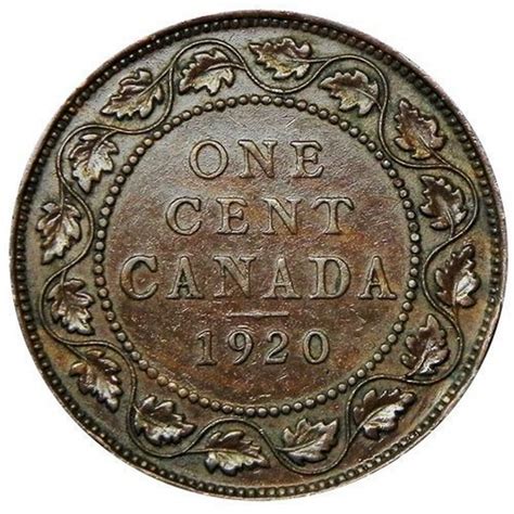 1920 Canadian 1-Cent Large Penny Coin (VF)