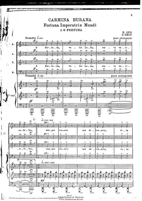 Carmina burana o fortuna satb + piano