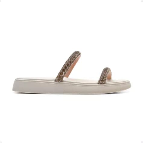 Tamanco Feminino Papete Moleca Tiras Gliter Nude Parcelamento Sem Juros