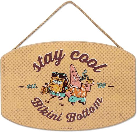 Nickelodeon SpongeBob SquarePants Stay Cool Bikini Bottom Hanging Wood Wall Decor Fun