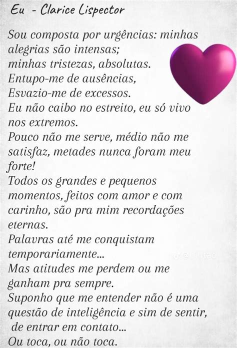 Eu – Clarice Lispector 🌺🧚 - AMOR EM POESIAS