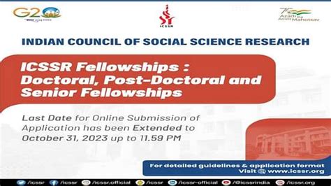 Icssr Fellowship 2023 Last Date To Apply October 31 Check All Details