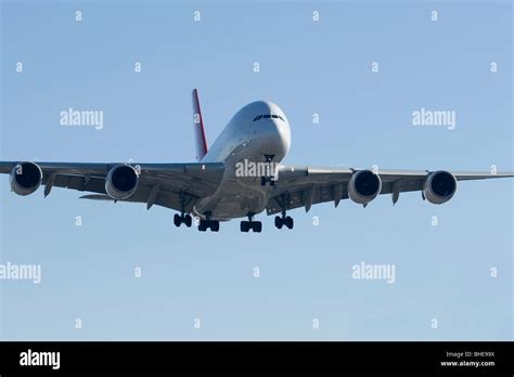 Airbus A380 landing approach Stock Photo - Alamy