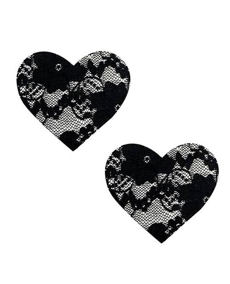 Neva Nude Lace Heart Pasties Black O S Vaping Elements