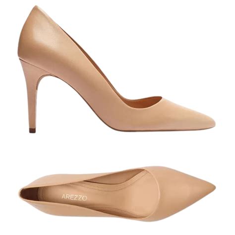 Scarpin Arezzo Salto Médio Couro Feminino Nude Sapattu Mania Loja de Sapatos Online e Física