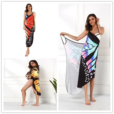 Summer Women Beach Wear Tunic Bikini Bath Sarong Wrap Skirt Swimsuit Cover Up Butterfly