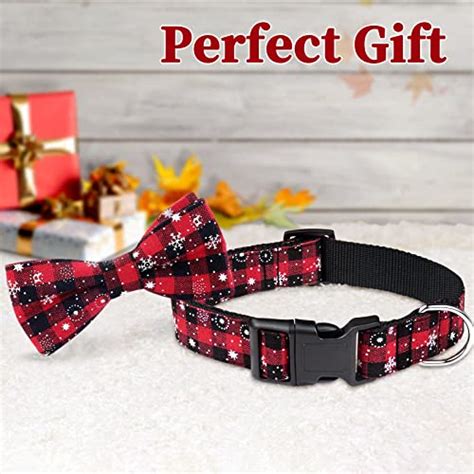 Malier 2 Pack Dog Collar With Bow Tie Christmas Classic Plaid