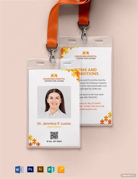 Autism Id Card Template In Illustrator Publisher Psd Word Pages