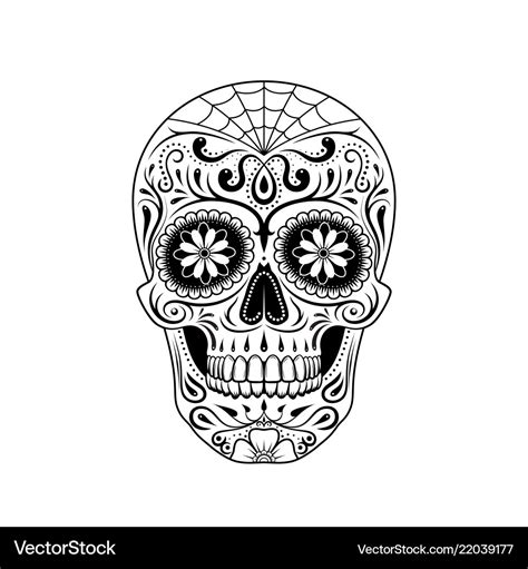 Stylized decorative sugar skull on white Vector Image