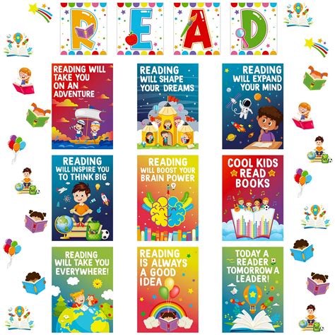 Buy 45 Pcs Reading Classroom Decorations Elementary Educational Prints ...