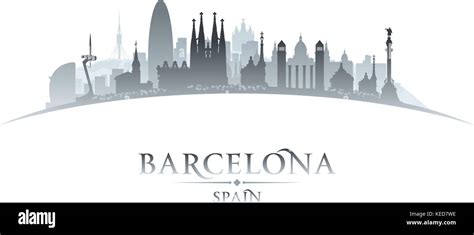 Barcelona Spain City Skyline Silhouette Vector Illustration Stock