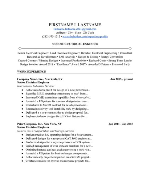 Electrical Engineering Resume Format ~ Resume Letter