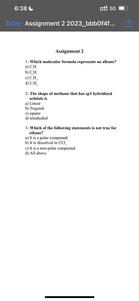 Solved 1- Which molecular formula represents an alkane? a) | Chegg.com 