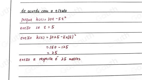 Solved 1 Um objeto é lançado para cima a partir do solo e a altura