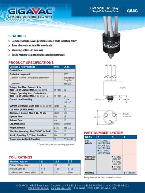 Gigavac G64c Hv Relay Pdf Relay Switch