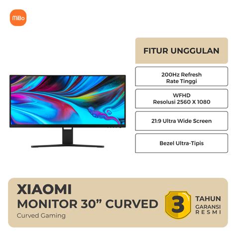 Jual Xiaomi Mi Monitor 30 Curved Gaming 1800r Wfhd 200hz Dp Hdmi Amd Freesync Garansi Resmi