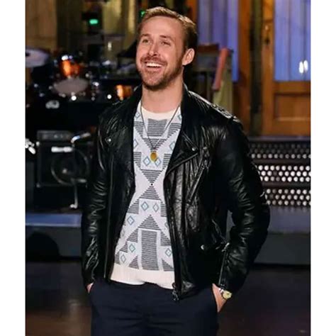 Saturday Night Live Season 43 Ryan Gosling Black Leather Jacket