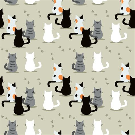 Premium Vector Cute Cat Seamless Pattern