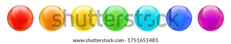 Collection Rainbow Colored Round Bubbles Isolated Stock Vector Royalty