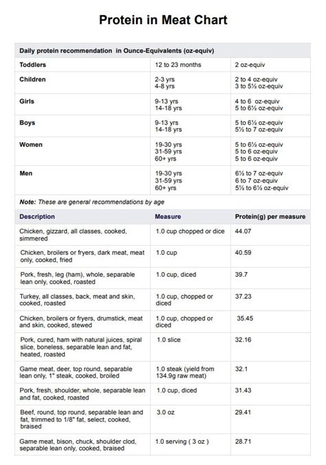 Protein in Meat Chart & Example | Free PDF Download