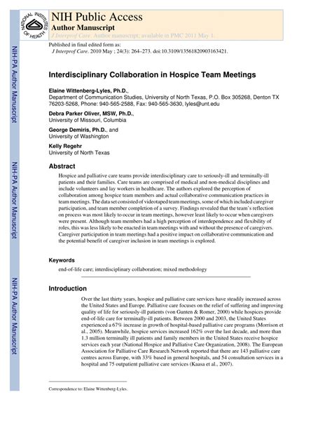 (PDF) Interdisciplinary Collaboration in Hospice Team Meetings