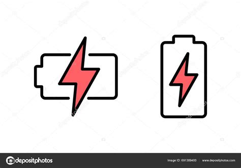Battery Icon Set Illustration Battery Charging Sign Symbol Battery