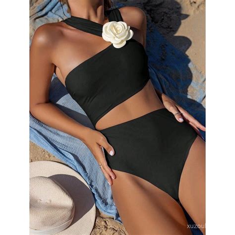 Swimsuit Hot Selling One Piece Swimsuit Bikini Oblique Shoulder D