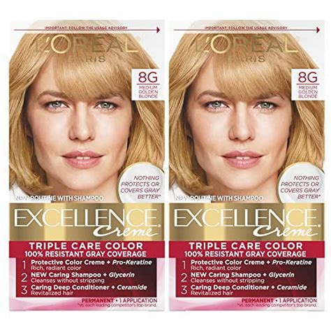 L Oreal Paris Excellence Creme Permanent Hair Color G Medium Golden Blonde Percent Gray