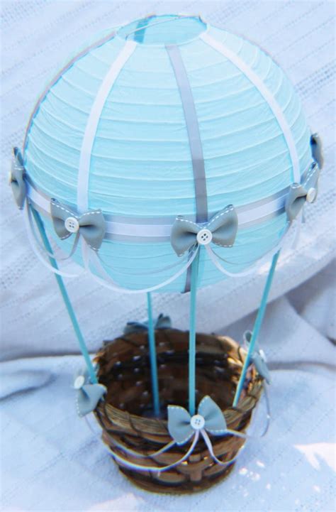 Large Hot Air Balloon Baby Shower Centerpiece LIGHT BLUE And GREY Balloon Baby Shower