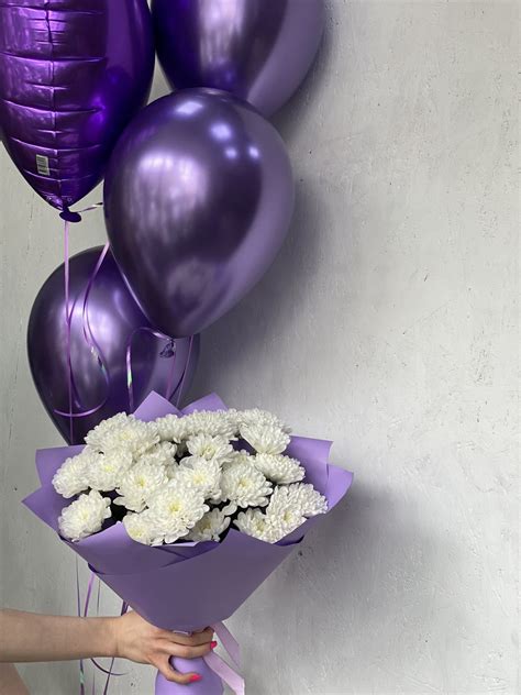 Хризантема+шарики фиолетовый