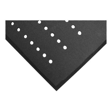 M A Matting Complete Comfort Black Pvc Foam Anti Fatigue Mat With Drainage Holes And Beveled