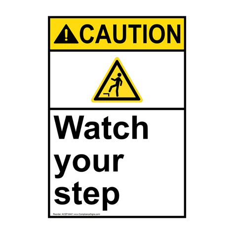 Ansi Caution Watch Your Step With Symbol Bilingual Sign Acb 6441