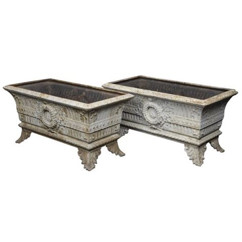 Antique Rectangular Cast Iron Planters Circa 1900 Inner Gardens
