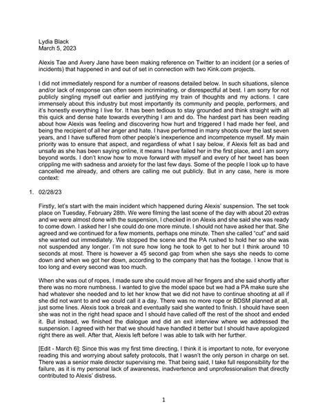 Lydia Black on Twitter: "Open Letter to Alexis Tae Part 1/3 https://t