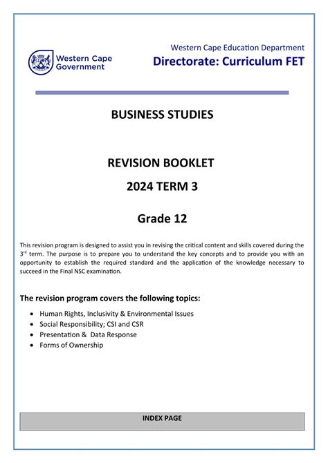 2024 Gr 12 T3 Business Studies Revision Booklet Wced Eportal