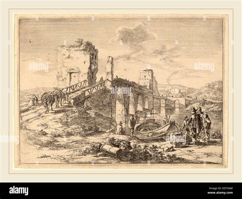 Jan Both Dutch 1615 1618 1652 The Ponte Molle Etching Stock Photo