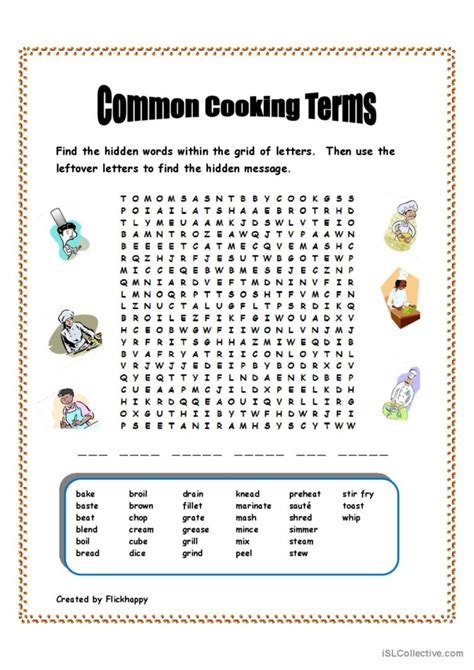 Common Cooking Terms English Esl Worksheets Pdf And Doc Worksheets Library