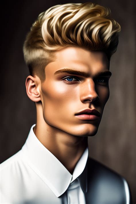 Lexica Portrait Of A Year Old Blonde Russian Man Strong Jaw Line His Blonde Short Hair Is