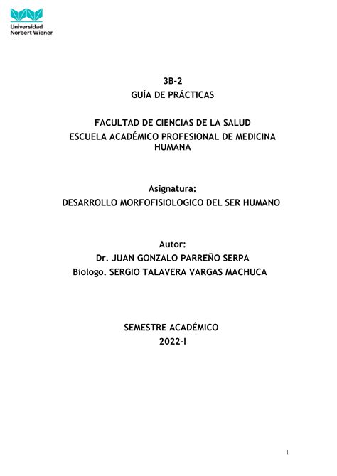 Guia de práctica de Desarrollo Morfofisiológico del Ser Humano 2022-I