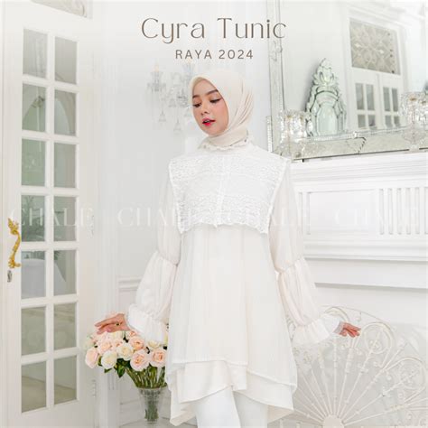 Jual Châle Cyra Tunic Raya Tunik Lebaran 2024 Tunik Brokat Premium