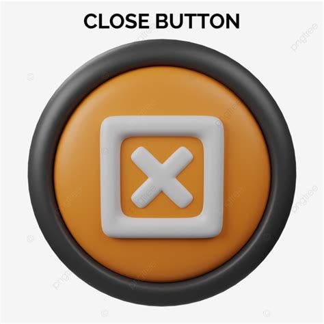 rendered close button icon  orange color  black border