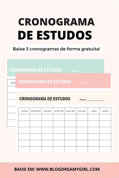 Cronograma De Estudos Para Imprimir