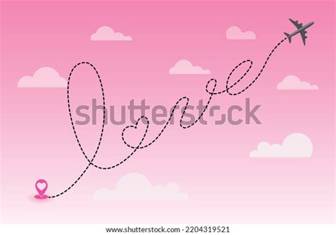 Vector Love Airplane Route Air Plane Stock Vector Royalty Free