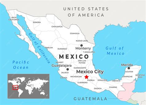 Qual Capital Do Mexico - Mapa político do México com capital Cidade do México cidades mais ...