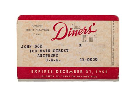 Diners Club Credit Card -- Expires December 31, 1952 (Sample