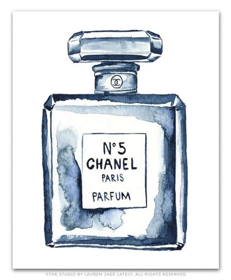 Chanel No 5 Bottle Watercolor Print The Studio By Ljl Design